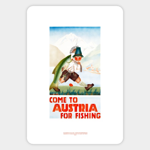 Vintage Travel Poster Austria For Fishing Sticker by vintagetreasure